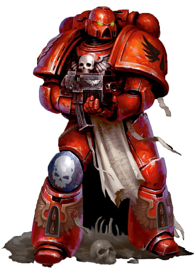 Blood-Angels-Space-Marine in roter Rüstung